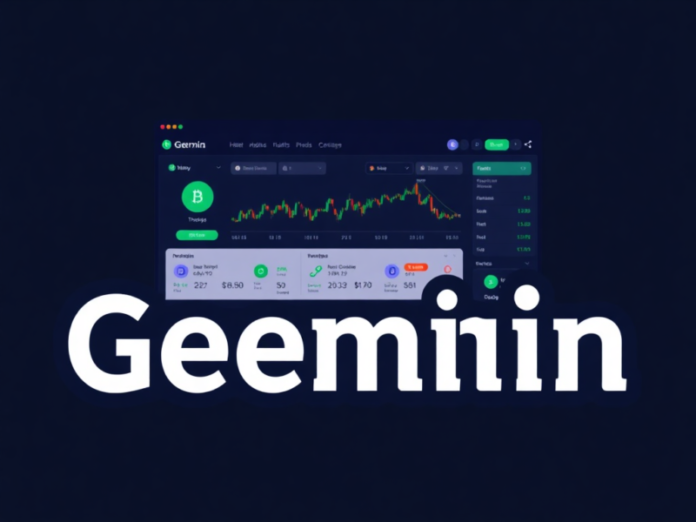 Crypto30x.com Gemini logo with an interface showing trading tools and charts